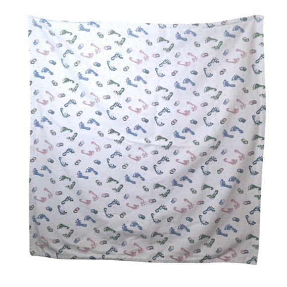 Vintage Medline Footprint Block Polka Dots Hospital Receiving Blanket 34" X 32" - Picture 2 of 3